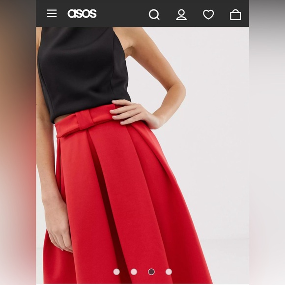 ASOS DESIGN red midi scuba prom skirt with bow front size 0 - Picture 8 of 9